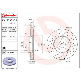 Tarcza hamulcowa BREMBO 09.9464.1X