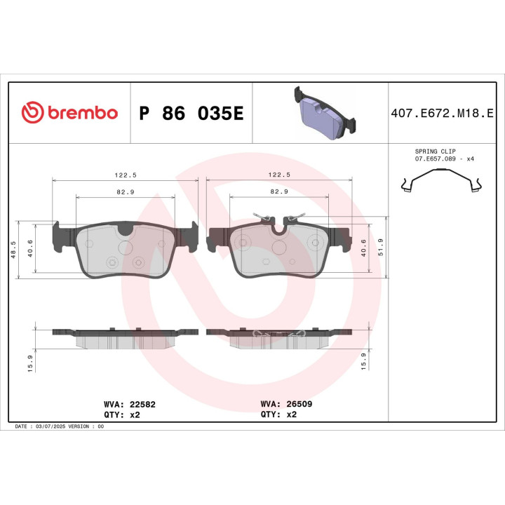 Klocki hamulcowe BREMBO P 86 035E