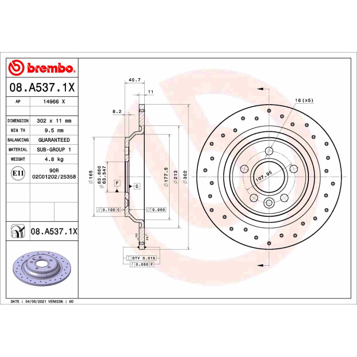 Tarcza hamulcowa BREMBO 08.A537.1X