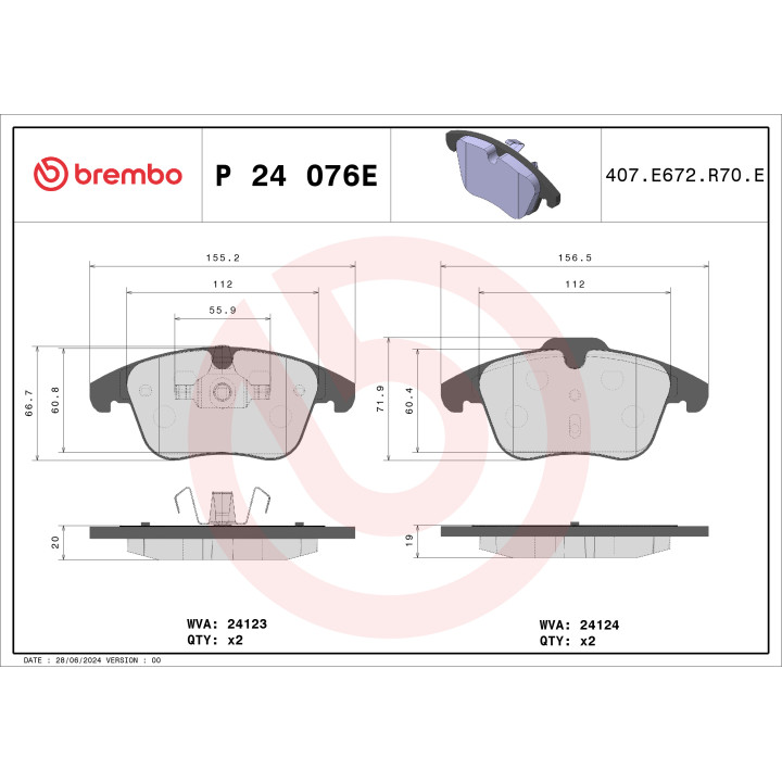 Klocki hamulcowe BREMBO P 24 076E