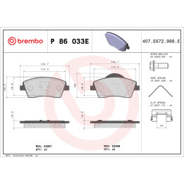 Klocki hamulcowe BREMBO P 86 033E