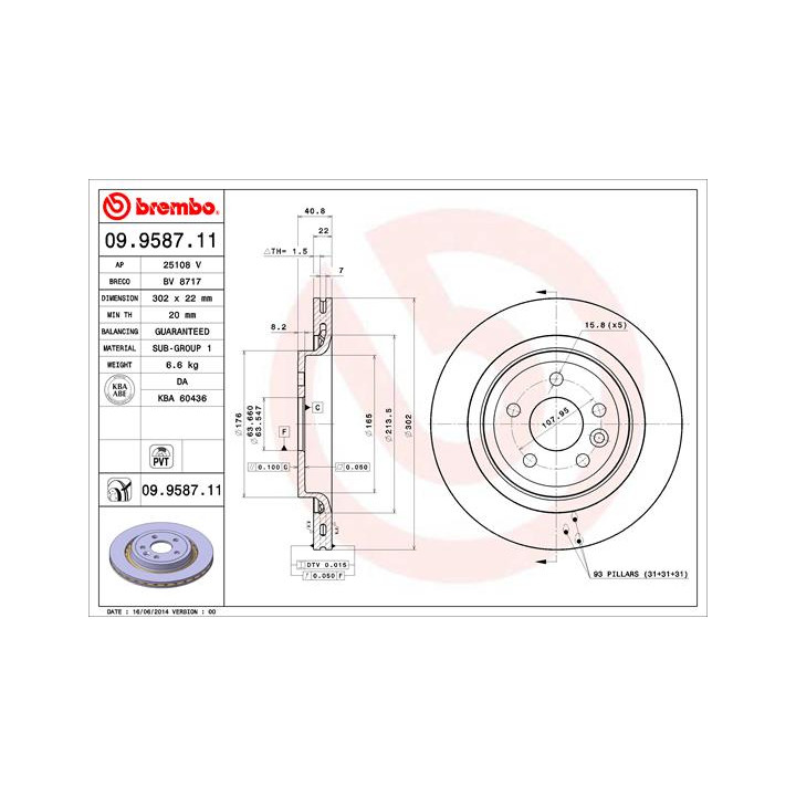 Tarcza hamulcowa BREMBO 09.9587.11