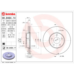 Tarcza hamulcowa BREMBO 09.9464.11
