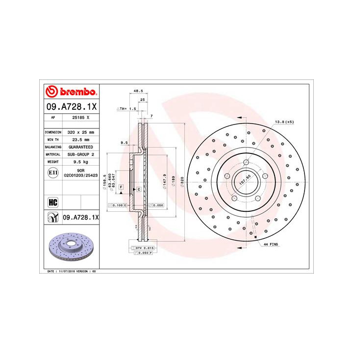 Tarcza hamulcowa BREMBO 09.A728.1X