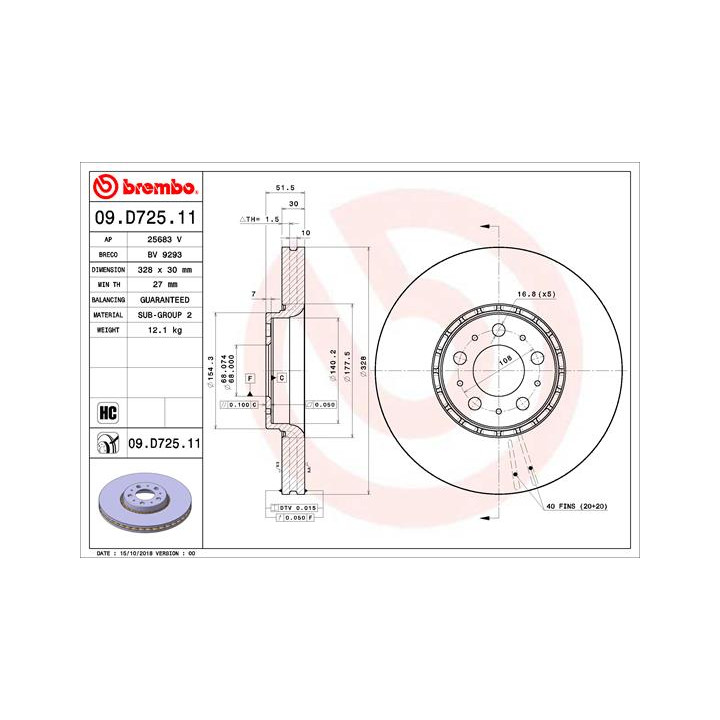 Tarcza hamulcowa BREMBO 09.D725.11