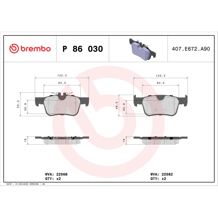 Klocki hamulcowe BREMBO P 86 030