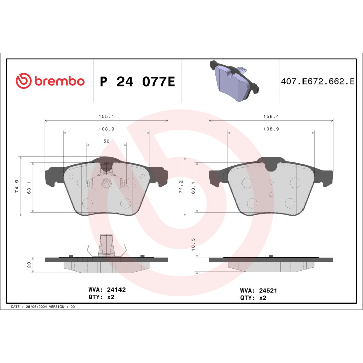 Klocki hamulcowe BREMBO P 24 077E
