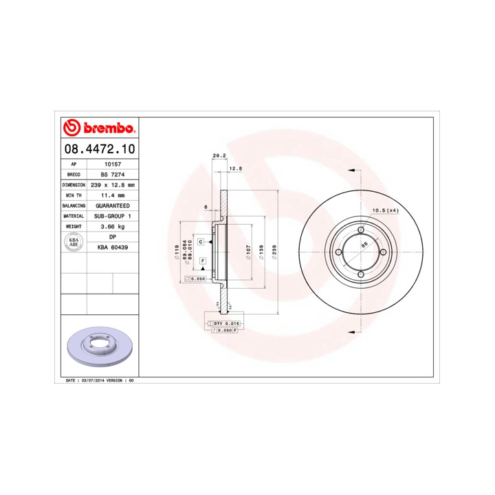 Tarcza hamulcowa BREMBO 08.4472.10