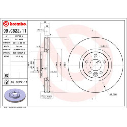 Tarcza hamulcowa BREMBO 09.C522.11