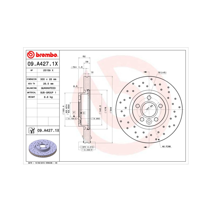 Tarcza hamulcowa BREMBO 09.A427.1X