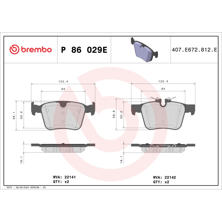 Klocki hamulcowe BREMBO P 86 029E