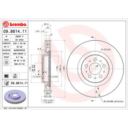 Tarcza hamulcowa BREMBO 09.8614.11