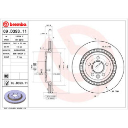 Tarcza hamulcowa BREMBO 09.D393.11