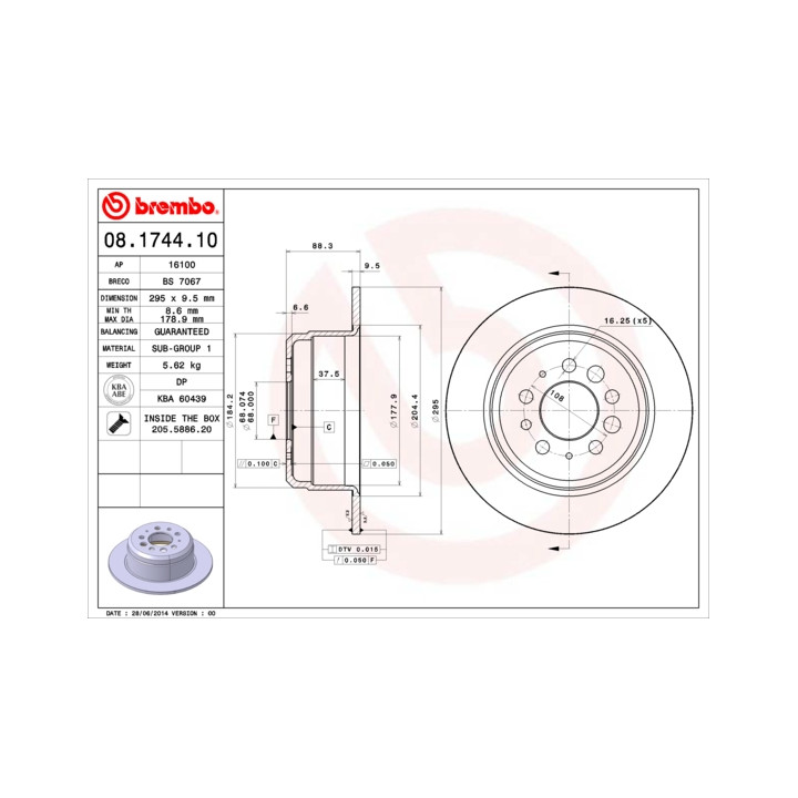 Tarcza hamulcowa BREMBO 08.1744.10