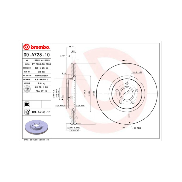 Tarcza hamulcowa BREMBO 09.A728.11