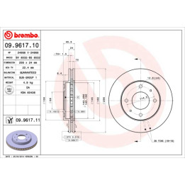 Tarcza hamulcowa BREMBO 09.9617.11