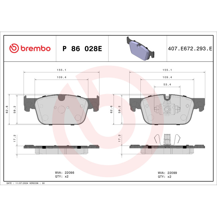 Klocki hamulcowe BREMBO P 86 028E
