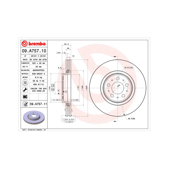 Tarcza hamulcowa BREMBO 09.A757.11