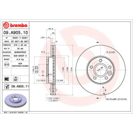 Tarcza hamulcowa BREMBO 09.A905.11