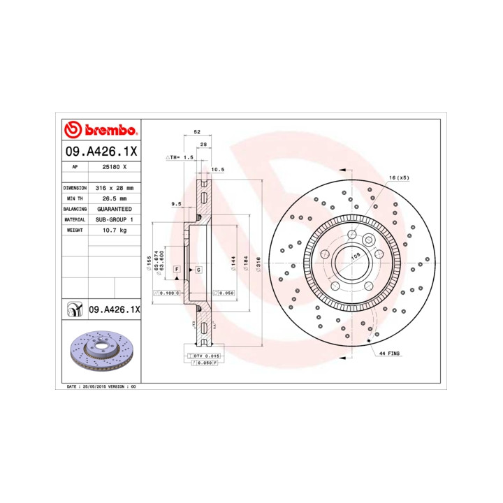 Tarcza hamulcowa BREMBO 09.A426.1X
