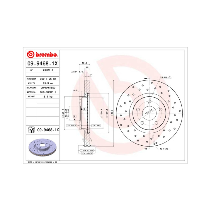 Tarcza hamulcowa BREMBO 09.9468.1X