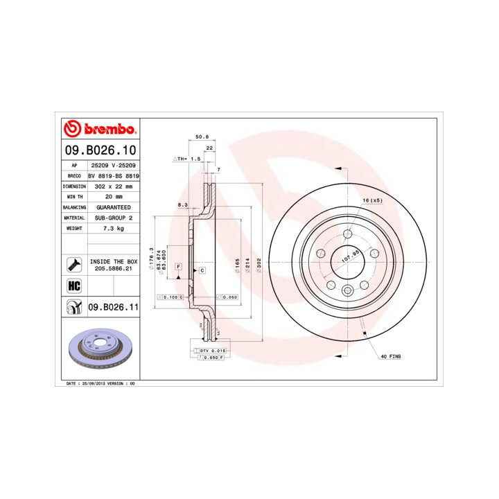 Tarcza hamulcowa BREMBO 09.B026.11