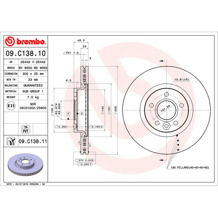 Tarcza hamulcowa BREMBO 09.C138.11