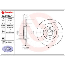 Tarcza hamulcowa BREMBO 08.D883.11