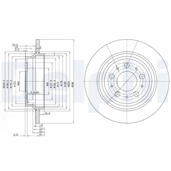 Tarcza hamulcowa DELPHI BG3515