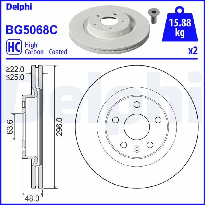 Tarcza hamulcowa DELPHI BG5068C