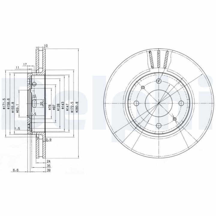 Tarcza hamulcowa DELPHI BG3501C