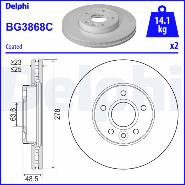 Tarcza hamulcowa DELPHI BG3868C