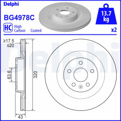 Tarcza hamulcowa DELPHI BG4978C