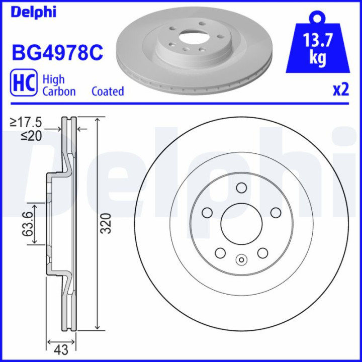 Tarcza hamulcowa DELPHI BG4978C
