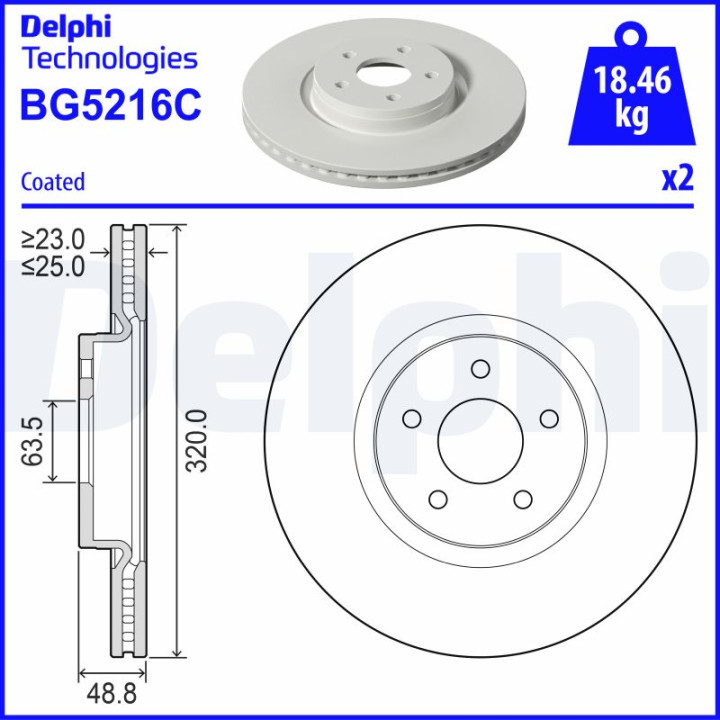 Tarcza hamulcowa DELPHI BG5216C