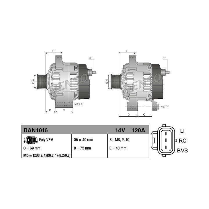 Alternator DENSO DAN1016
