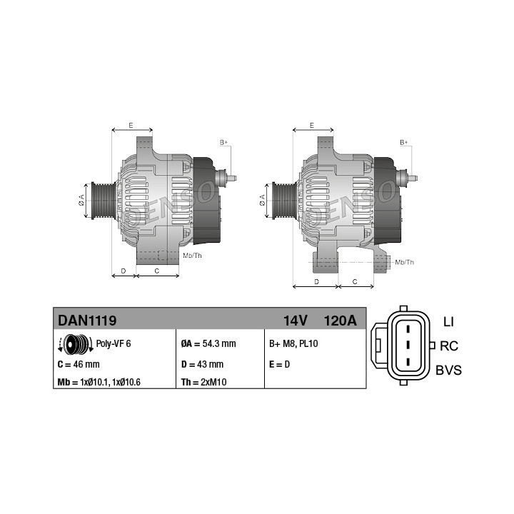 Alternator DENSO DAN1119