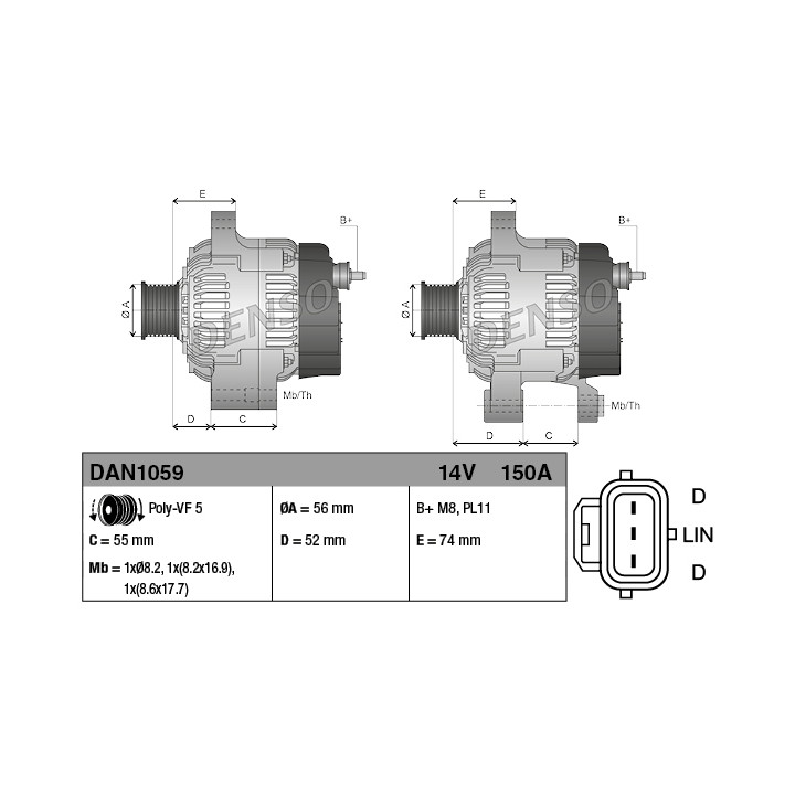 Alternator DENSO DAN1059