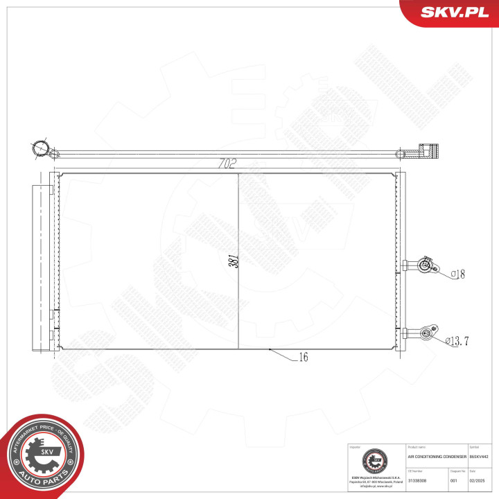 Skraplacz klimatyzacji ESEN SKV 86SKV442