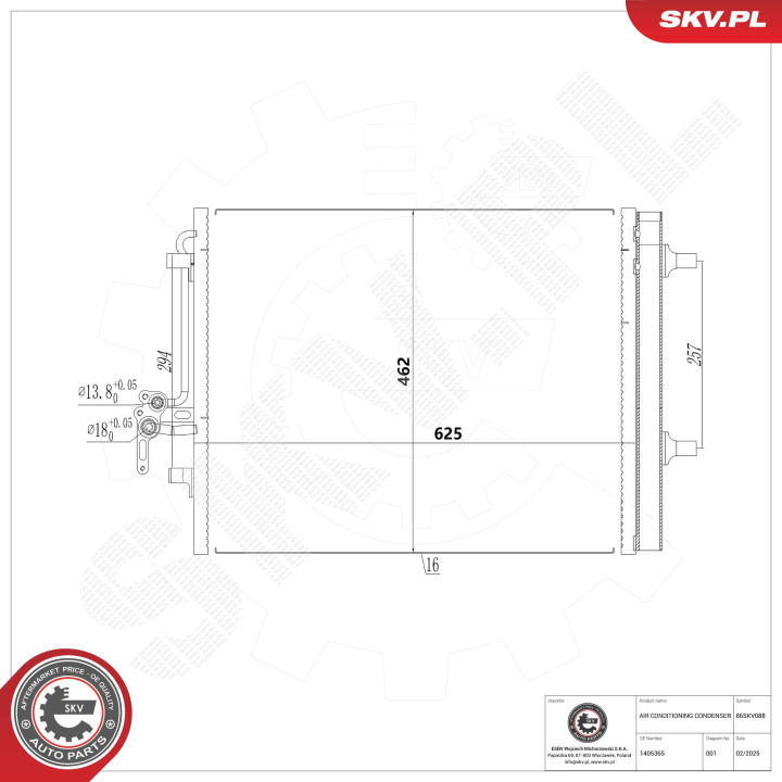 Skraplacz klimatyzacji ESEN SKV 86SKV088