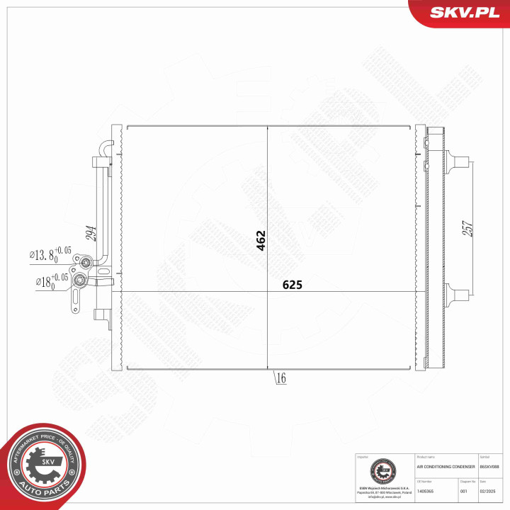 Skraplacz klimatyzacji ESEN SKV 86SKV088