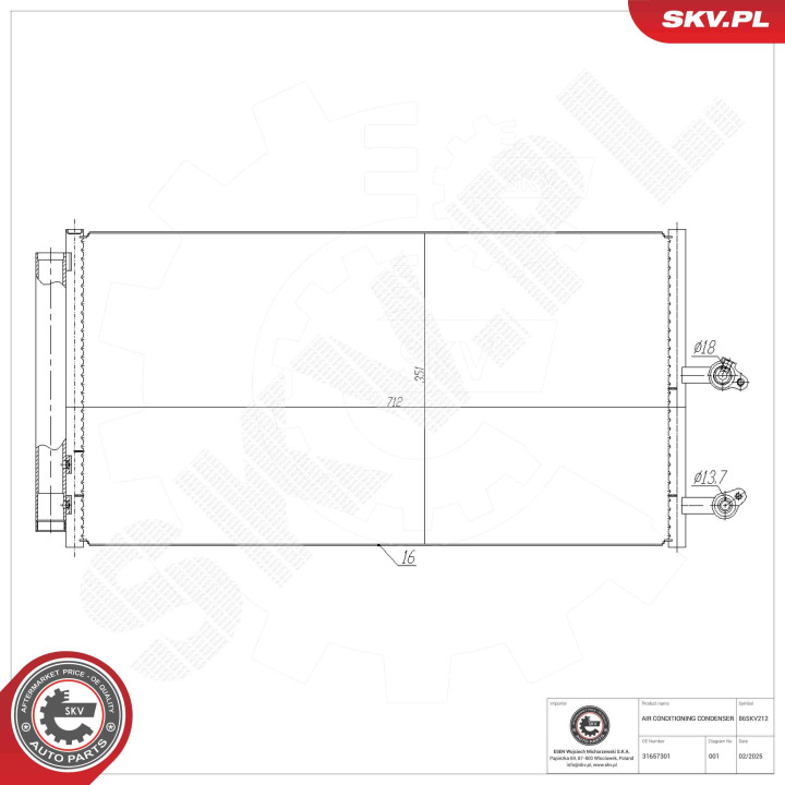Skraplacz klimatyzacji ESEN SKV 86SKV212