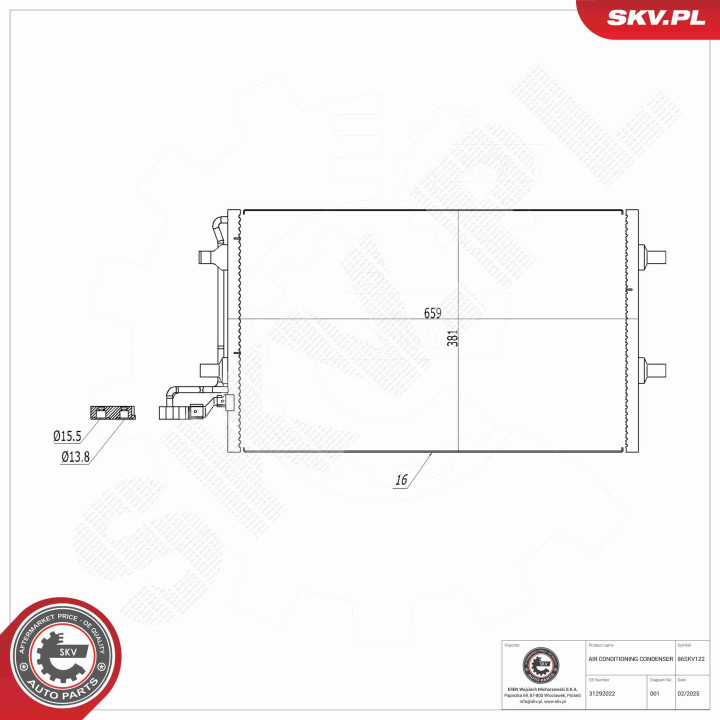 Skraplacz klimatyzacji ESEN SKV 86SKV122
