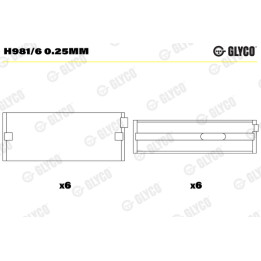 Panewki wału korbowego GLYCO H981/6 0.25mm