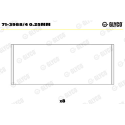 Panewki łożyska korbowodu GLYCO 71-3988/4 0.25mm