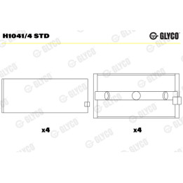 Panewki wału korbowego GLYCO H1041/4 STD