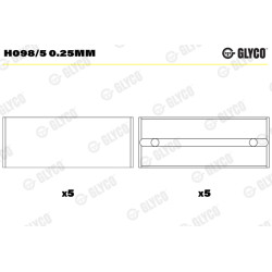 Panewki wału korbowego GLYCO H098/5 0.25mm