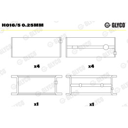 Panewki wału korbowego GLYCO H016/5 0.25mm