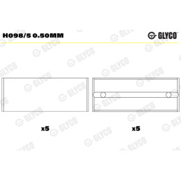 Panewki wału korbowego GLYCO H098/5 0.50mm